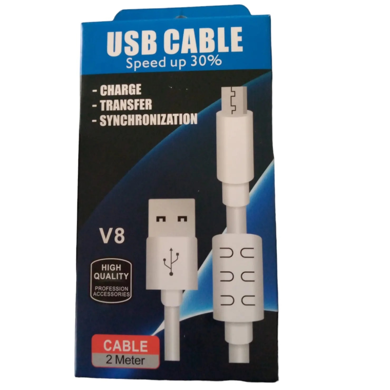 Cable Con Filtro V8 Usb 2.0 Blanco 2mts